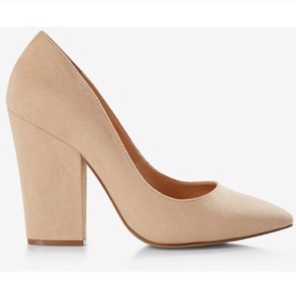 ✨Thick Heel Nude suede pump*